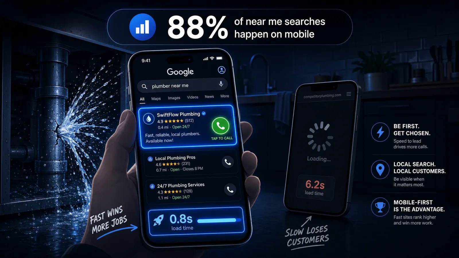 When the Pipe Bursts: Why Mobile-First Design Isn't Optional for Local Service Businesses
